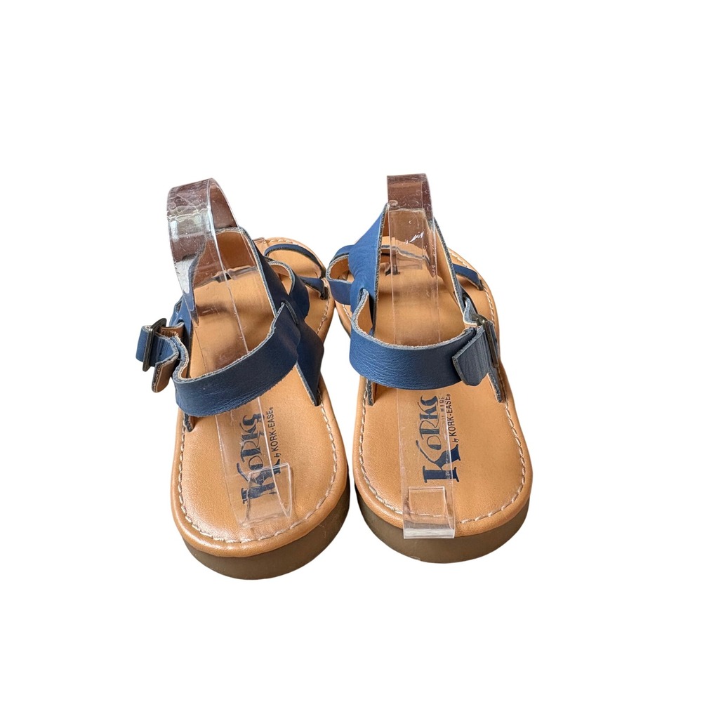 Korks by Kork-Ease Blue Strappy Toe Loop Flat Sandals Womens Size 8 Blue K55204 - Picture 4 of 8
